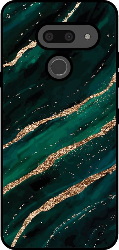 Smartphonica Telefoonhoesje Geschikt voor LG G8 ThinQ met marmer opdruk - TPU backcover case marble design - Groen Goud geschikt voor LG G8 ThinQ