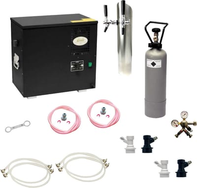 Complete Set - Biertap AS-40, 2-kraans - Waterbadkoeler - Thuistap - Bierkoeler - met 2x NC Adapter
