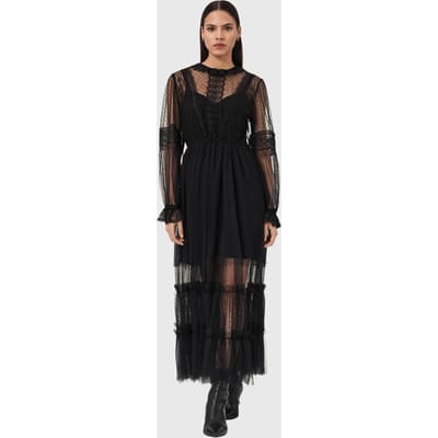 AllSaints Nita Ls Dress Black Taglia: 4 | Maxi abiti Outlet | Donna | Nero