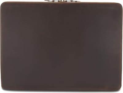 BUCKLE & SEAM Leren Laptoptas met laptopvak Ralph Dot Leather Laptop Case Brown Donkerbruin
