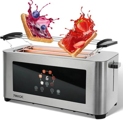 Allero Broodrooster - Broodroosters - Broodrooster met Tostiklemmen - 1400W - RVS - 4 Sneetjes - Touchscreen - 6 Bruiningsniveaus