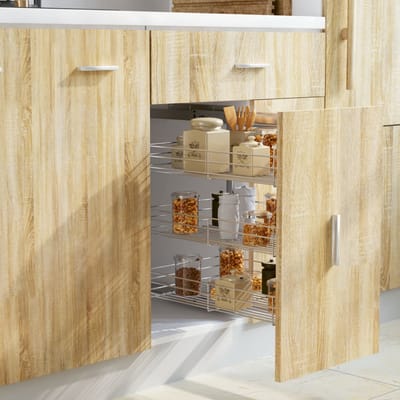 vidaXL - Draadmand - keuken - uittrekbaar - 3-laags - 47x35x56 - cm - zilverkleurig