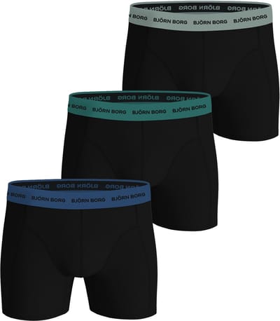 Björn Borg Cotton Stretch boxers - heren boxers normale lengte (3-pack) - zwart - zwart - zwart