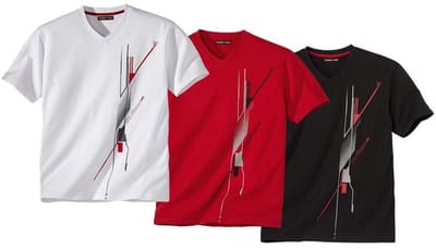 ATLAS FOR MEN - Set van 3 T-shirts met grafische print - Heren - Verkrijgbaar in grote maten - XL