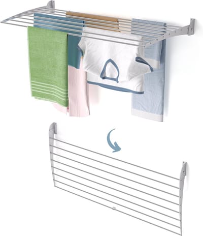 Foxydry Fold 116 cm DOWN - wasdroogrek wandmontage clicksysteem - neerwaartse sluiting - 116 x 50 x 10 cm