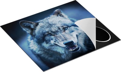 Chefcare Inductie Beschermer Wolvenkop met Blauwe Ogen - Wolf - 60x50 cm - Afdekplaat Inductie - Kookplaat Beschermer - Inductie Mat