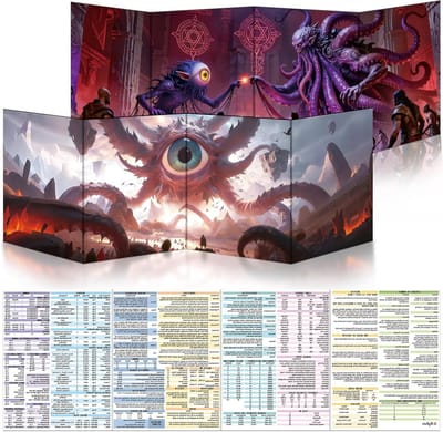DM Scherm voor D&D 5E - Schattige Thema's, Waterdicht, Herbruikbaar, Drievoudig Vouwbaar, Draagbaar, A4 Formaat, Geschikt voor 5E Kernregels en Spelaccessoires