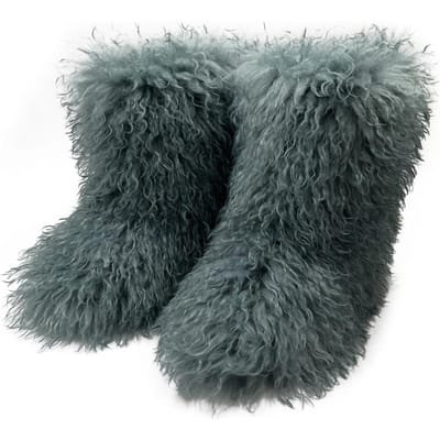 Nieuwe wintermode voor dames, bontlaarzen plus fluwelen dikke sneeuwlaarzen, schattige imitatiebontlaarzen 41 black
