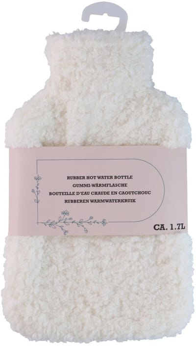 Warmwaterkruik - wit - 1,75L - teddy hoes - bedkruik - kruik - kruik met hoes