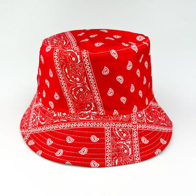 Nouveau Bob Fleur de Cajou Tendance Pliable Protection Solaire Chapeau de Soleil Personnalité Rétro Imprimé Chapeau Pot pour Homme M（56-58cm） red