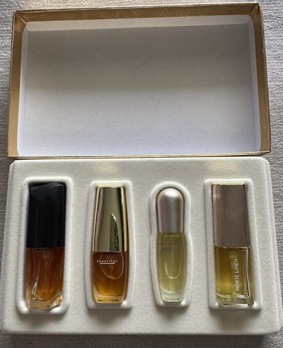 Estée Lauder Perfume Treasures Gift Set 4 Pure Parfum set - Beautiful, Pleasures, White Linen, Knowing - Vintage
