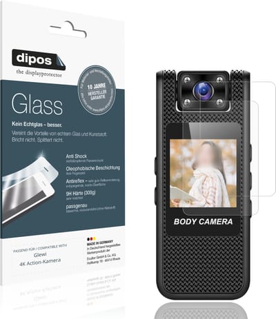 dipos – 2x Matte Pantserfolie geschikt voor Glewi 4K Action-Kamera | 9H Screenprotector
