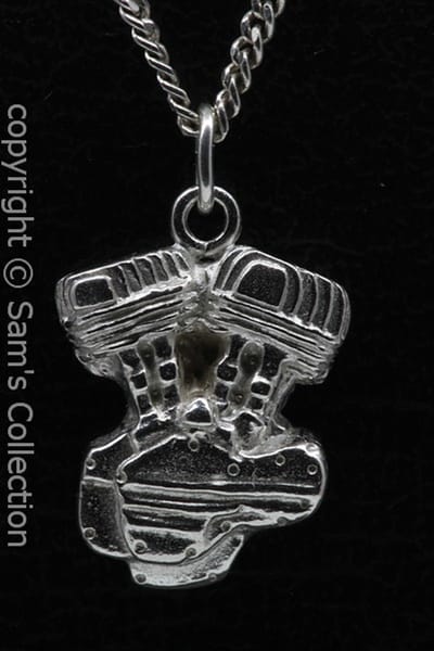 Zilveren Harley Liberator motorblok ketting hanger