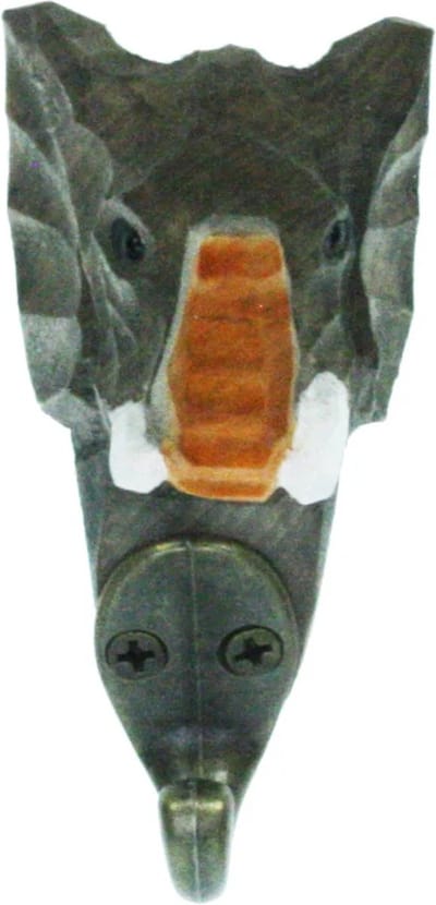 Haak Olifant, hout 4,5x5x9cm