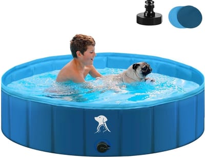 Opvouwbaar hondenbadje 120 x 30 cm - Stevig zwembad voor grote en kleine honden - Draagbaar en antislip - Blauw