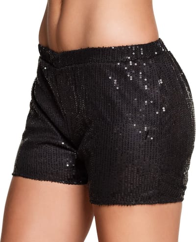 Boland - Hotpants Sequins zwart (M) - Volwassenen - Danser/danseres - 80's & 90's - Disco