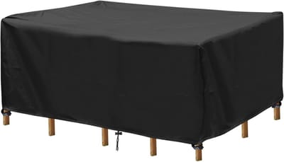 TOVBMUP 150*90*80cm Tuinmeubelhoes - Waterdichte terrasmeubelhoes - Tuintafelbeschermer - Geschikt voor picknicktafels, bankstellen en andere rechthoekige meubels - Zwart