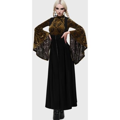 Killstar - Gothic Shirt met lange mouwen - What Darkness Returns - Vassago's Revenge Long Sleeve Top - XS tot XXL - voor Vrouwen - zwart-goudkleurig