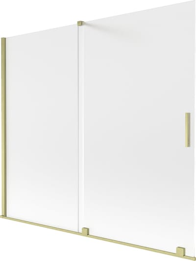 Mexen Velar badwand tweevleugelig verschuifbaar 180 x 150 cm, mat glas, geborsteld goud - 896-180-000-31-55