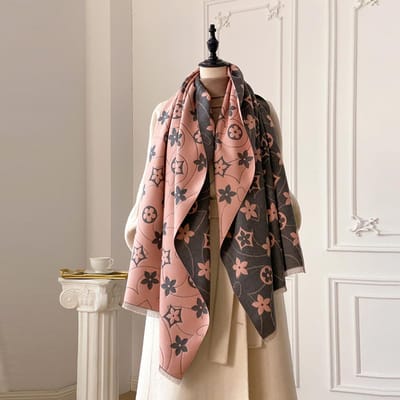 Luxe Dames Dubbelzijdig Bedrukte Sjaal Zacht Warm Pashmina Bloemen Sjaal Winter Buiten Koudebestendig Winddicht Dekensjaal white