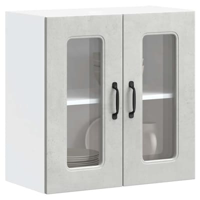 vidaXL - Keukenbovenkast - met - glazen - deur - Kalmar - bewerkt - hout - betongrijs