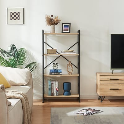 Boekenkast Skørping 125x65x30 cm eikenkleurig en zwart [en.casa]