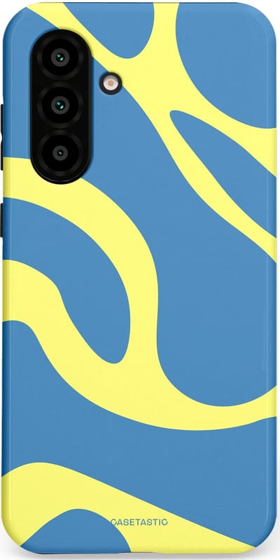 Casetastic hoesje geschikt voor Samsung Galaxy A36 / Samsung Galaxy A56 - Dubbellaagse bescherming - Blauwe Gele Zee Stranden - Fashion Case - Lavendel Goud Lichtblauw