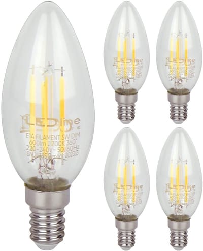 LED line LITE LED Filament Kaarslamp C35 E14 - 5W (vervangt 50W) - 600lm - Ø35mm - 230V - Dimbaar - Energiezuinig - 5 stuks