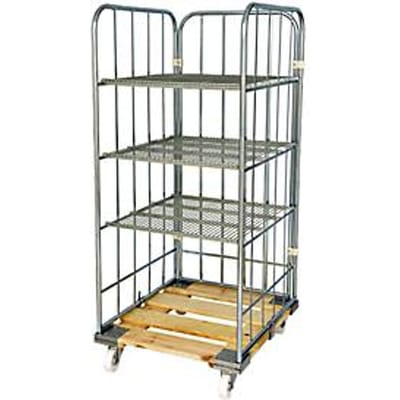 Rolstelling met houten rolplaat, 1600 mm bruikbare hoogte, legborden horizontaal