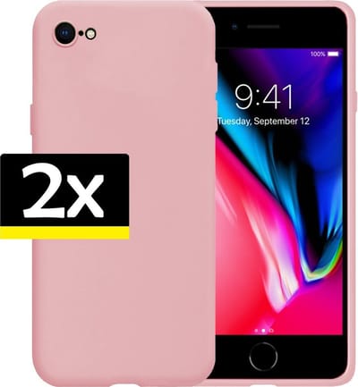 Hoesje - 2 Stuks - Geschikt voor Apple iPhone 7 - Sterk & Shockproof - Case Siliconen - Back Cover - Telefoon Hoes - Telefoonhoesjes - Lichtroze