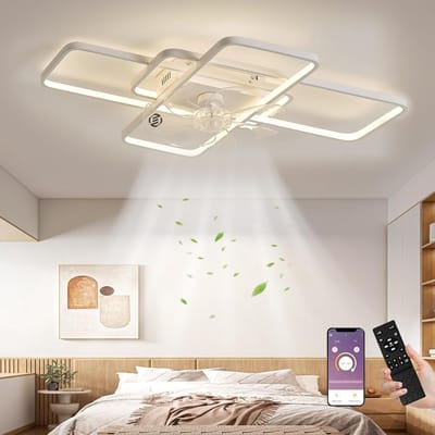 Equivera Plafonniere met Ventilator - Plafondventilator - Plafondventilator Afstandsbediening - Plafondventilator Slaapkamer - Plafond Ventilator met Verlichting - Plafondlamp - Plafonniere - Ideaal voor in uw slaapkamer!