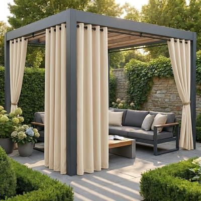Dailygoods- Buitengordijnen Waterdicht - Buitengordijnen voor Terras - Lichtwerende Gordijnen - 4 Panelen - Hoogwaardig Materiaal - 132B x 213H cm - Tuingordijnen