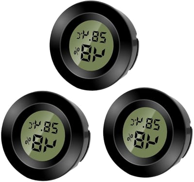 Ronde digitale mini hygrometer en thermometer voor temperatuur- en vochtigheidsmeting binnenshuis, kantoor en woonkamer (3 stuks)