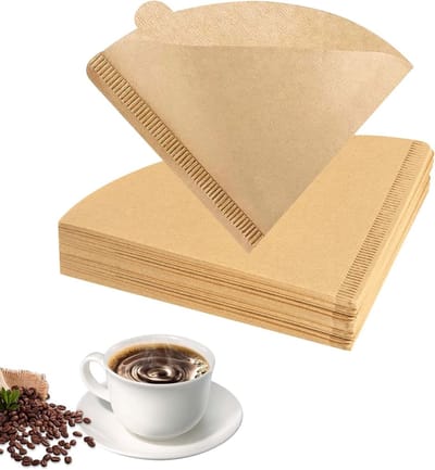 200 Stuks Ongebleekt Koffiefilterpapier, Conische Filters voor Gietkoffie en Filterkoffiezetters, Ideaal voor 1-4 Kopjes Koffie
