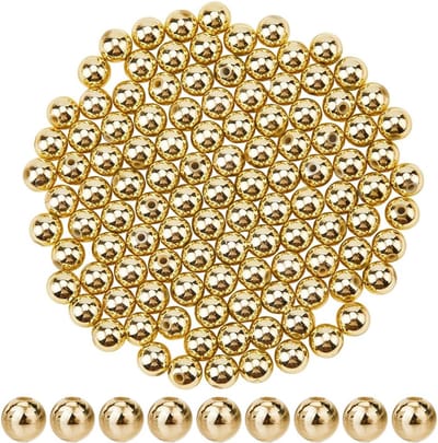 Famanu – Plastic afstandskralen set 300 stuks – Goudkleurig rond en glad 1,6–6 mm – Voor armband, halsketting en sieraden