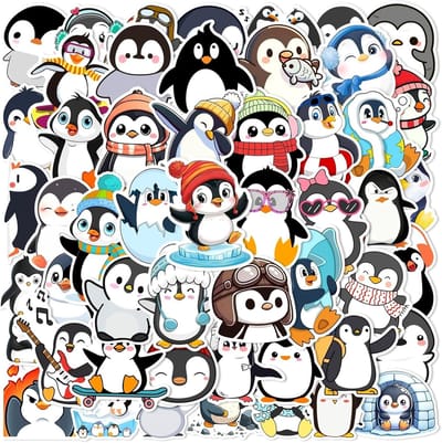 50 Schattige Pinguïn Stickers voor Kinderen en Volwassenen - Watervaste Cartoon Dieren Stickers voor Scrapbooks, Skateboards en Flessen