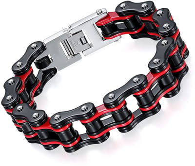 Herenarmband roestvrij staal motorketting: zware armband punk gothic herenarmband biker motorfiets ketting schakelarmband armband roestvrij stalen armband pols cadeau, 22 centimeters, Roestvrij