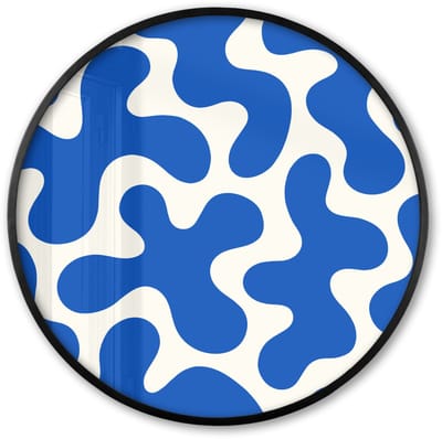 Poster in lijst Rond - Fotolijst 60x60 cm - Posters - Vormen - Abstract - Blauw - Golven - Ronde posterlijst zwart - Decoratie - Wanddecoratie woonkamer - Muurdecoratie slaapkamer