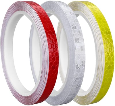 Dailygoods- Reflectietape 3 Rollen - Zelfklevend 10 mm x 8 m - Waterdicht - Reflecterende Waarschuwings Tape - Voor Fietsen/Helmen/Motoren - PVC Materiaal - Waarschuwingsband