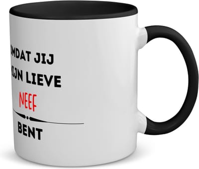 Akyol - omdat jij mijn lieve neef bent koffiemok - theemok - zwart - Neef - de liefste neef - verjaardag - cadeautje voor neef - kado - geschenk - 350 ML inhoud