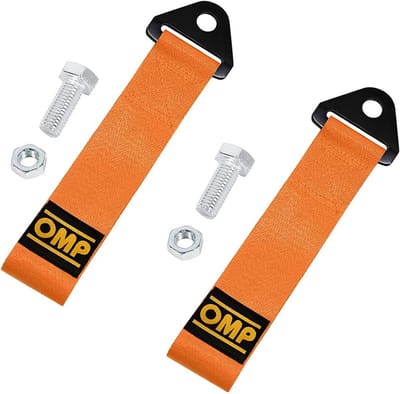 2 Stuks Nylon Sleepriemen voor Auto, Race Trekband met Bevestigingsband, Universeel Rood