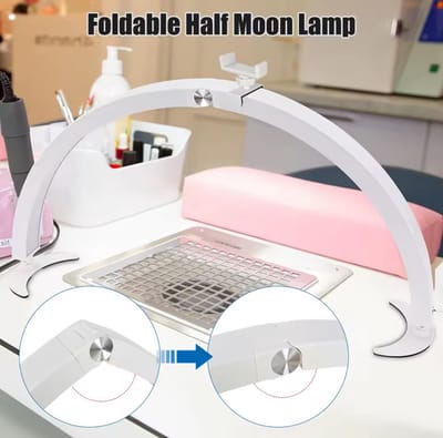 Bureaulamp voor manicure - Half moon light -voor nagelswerk - Studio -Halve maanlamp voor nagels met telefoonhouder (40 W 730 mm lang) nageltechnieklicht, nageltafellamp met instelbare helderheid-tafellamp voor nagels wit - wimperverlenging - Tatoage