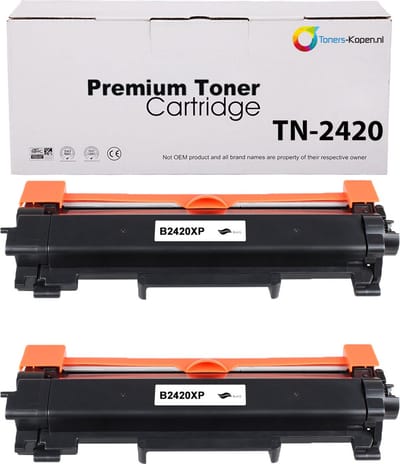 Brother TN-2420 / TN-2410 - Toner Zwart 2-pack - 6.000 pagina's totaal - Huismerk Compatible - Geschikt voor Brother DCP-L2510D Brother DCP-L2530DW Brother DCP-L2537DW Brother DCP-L2550DN Brother HL-L2310D Brother HL-L2350DW Brother HL-L2357DW