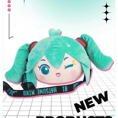 Anime Kawaii Hatsune Miku Marchandise Sac en Peluche Poupée Adorable Figurine Sac Bandoulière Grande Capacité Mikufufu Cadeau de Noël blue