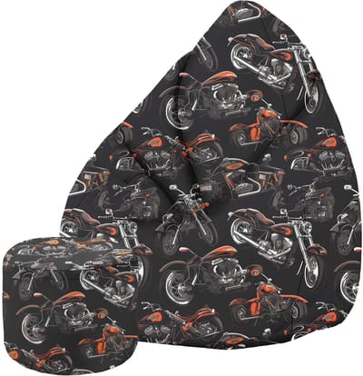 DreamRoots Oxford Zitzak voor Volwassenen – Luxe Beanbag met Voetsteun en Afneembare Hoes – Inclusief Vulling – 80x80x120 cm - Motorcycle