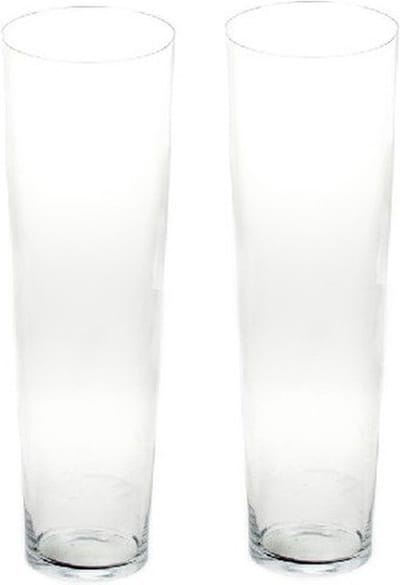 Conische bloemenvaas glas - 2x - H60 cm - Glazen bloemenvaas taps lopend - Decoratieve boeketten vazen