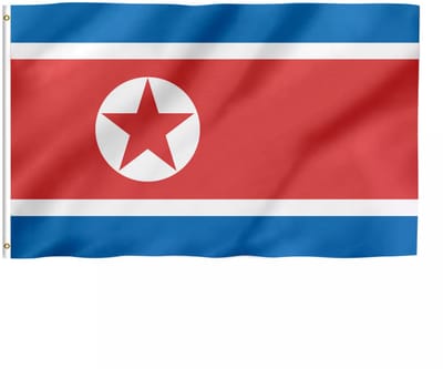 Scoby - Noord-Koreaanse vlag - Nationale vlag - Landenvlag - North Korea Flag - Bevestigingsringen - Strong Quality - 90x150 cm - Multicolor
