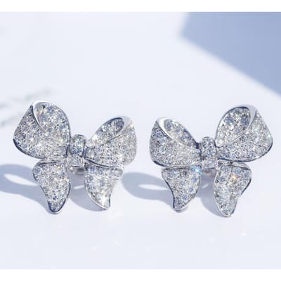 Boucles d'oreilles puces nœud en argent sterling pour femmes CZ brillant Mignon Cadeau pour fille Boucles d'oreilles pour femmes Bijoux tendance gray