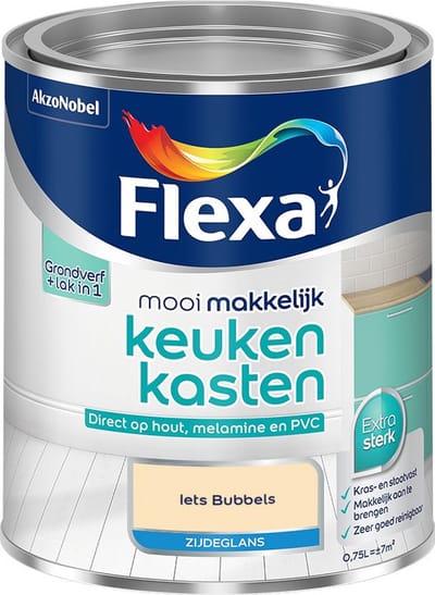Flexa - Mooi Makkelijk Keukenkasten Zijdeglans - Iets Bubbels - Mengverf - 750 Ml
