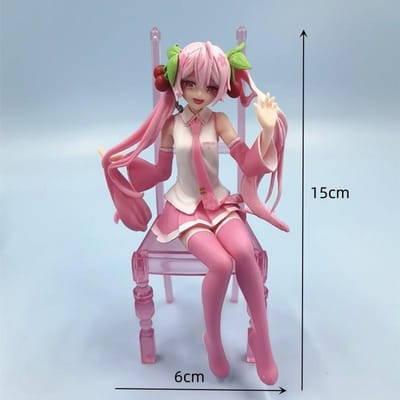 Japanse Anime Hatsune Miku Figuur Sexy Karakter Ornamenten witte roze stoel Kawaii Auto Decoratie Verzamelaar Model cadeau white